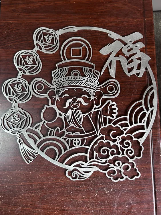 不锈钢摆件镂空装饰品激光切割工艺品玫瑰花财神爷猫花