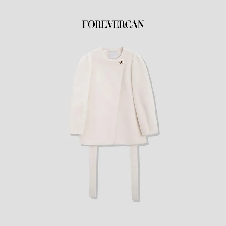 FOREVERCAN“伊丽莎白”立裁廓形束腰羊毛呢连衣裙式外套 SC22418