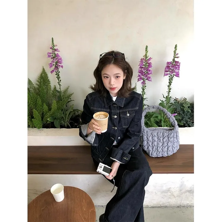 美式复古牛仔开衫外套女2025秋季新款百搭日系宽松穿搭夹克上衣潮