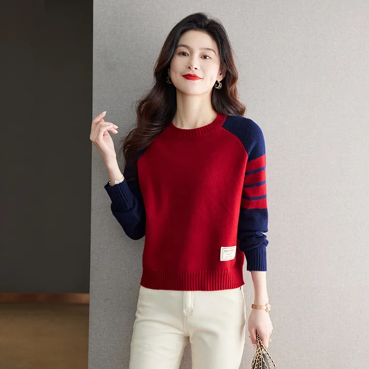 品质女装秋冬小个子毛衣女圆领宽松上衣内搭长袖打底衫