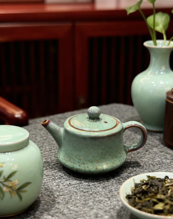 高挡钧瓷陶瓷功夫茶具手工拉胚留窑变精美千年传承钧瓷茶具复古创