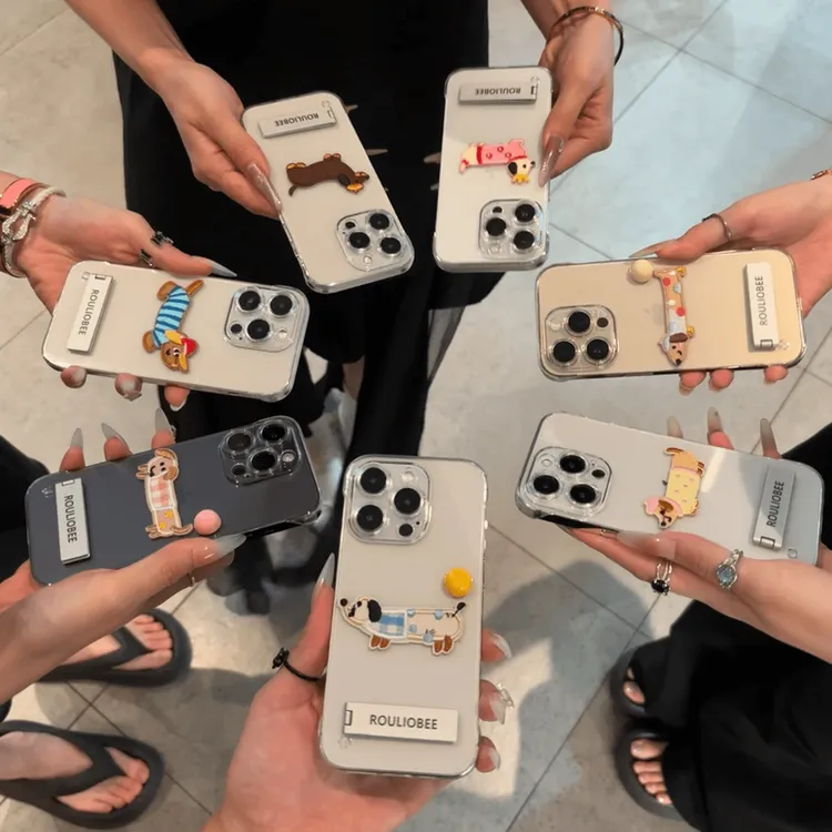 无边框刺绣小狗适用苹果15手机壳iphone13/14promax套装