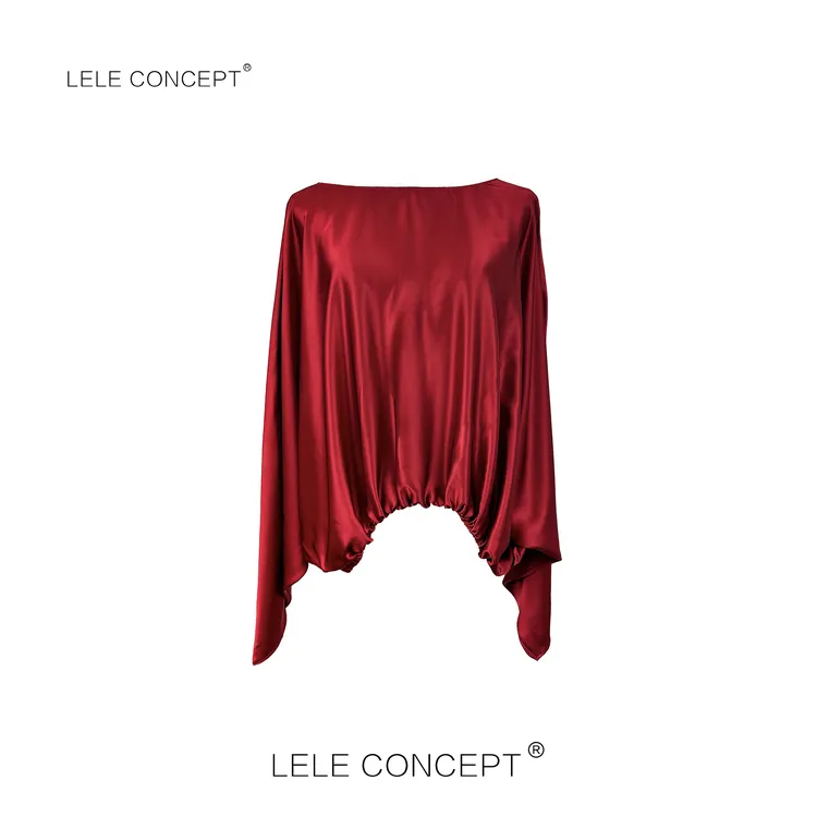 LELE CONCEPT丨「丽」轻奢气质女人味前抽皮筋蝙蝠袖上衣S1107