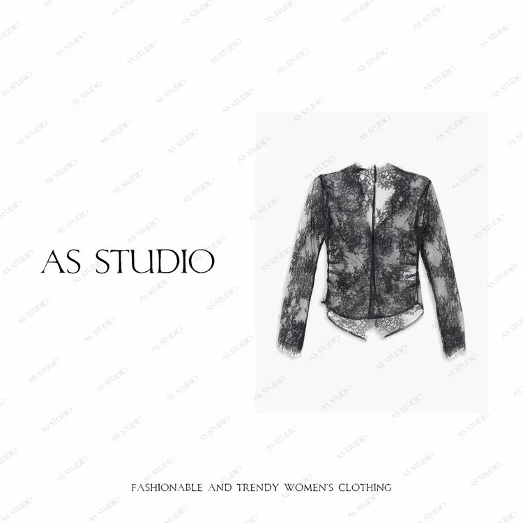 【AS迷人眼】25新性感透视叠搭提花百搭蕾丝上衣AS25QTX03223