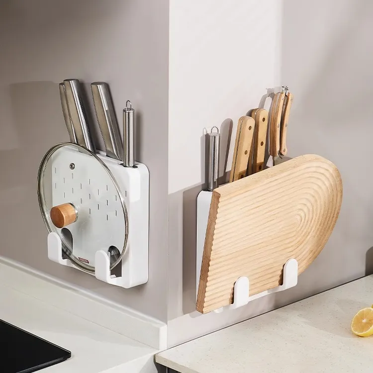 厨房砧板刀架刀具收纳锅盖放刀置物架菜板菜刀一体架子壁挂式刀座