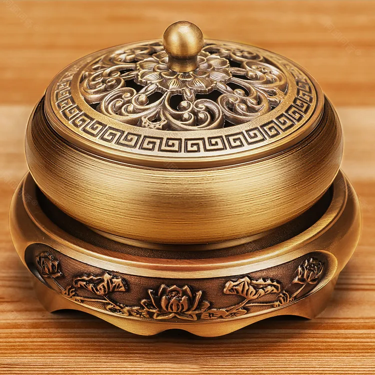 中国风铜香炉熏香家用平底炉高端沉香熏香香炉摆件大号家用熏香炉