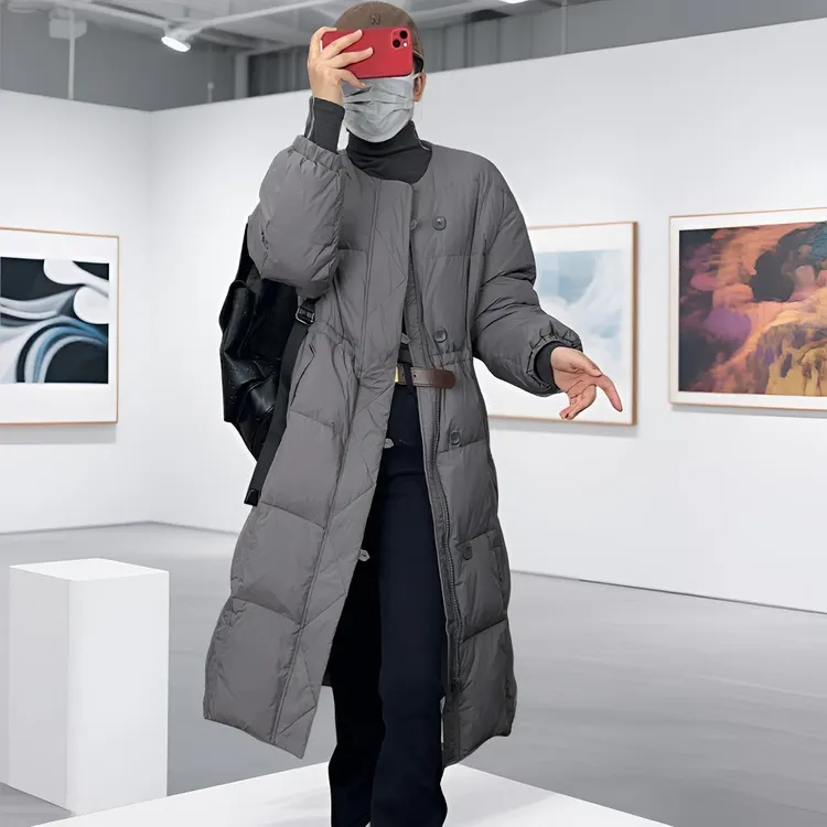 次仁卓嘎服装柜台༽新款高品质时尚百搭收腰加厚长款外套➖787