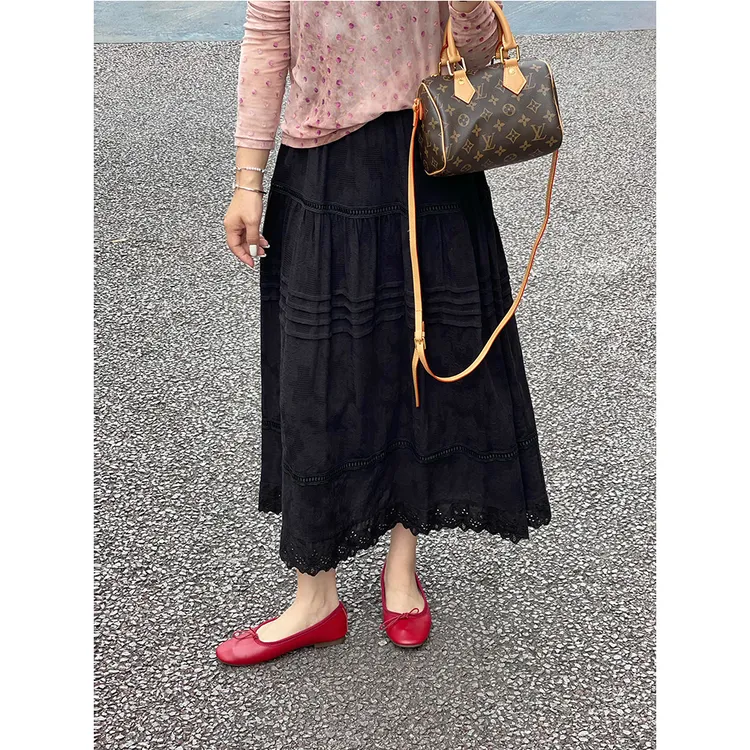 WenWen小个子韩系蕾丝蛋糕半身裙2025新款夏季蓬蓬显瘦a字裙3768