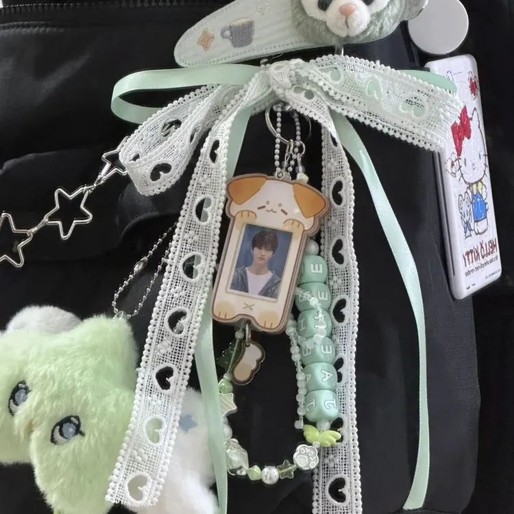 ins芭蕾爱心少女蝴蝶结奶蓝缎带包挂新款挂件可爱多钥匙扣包包