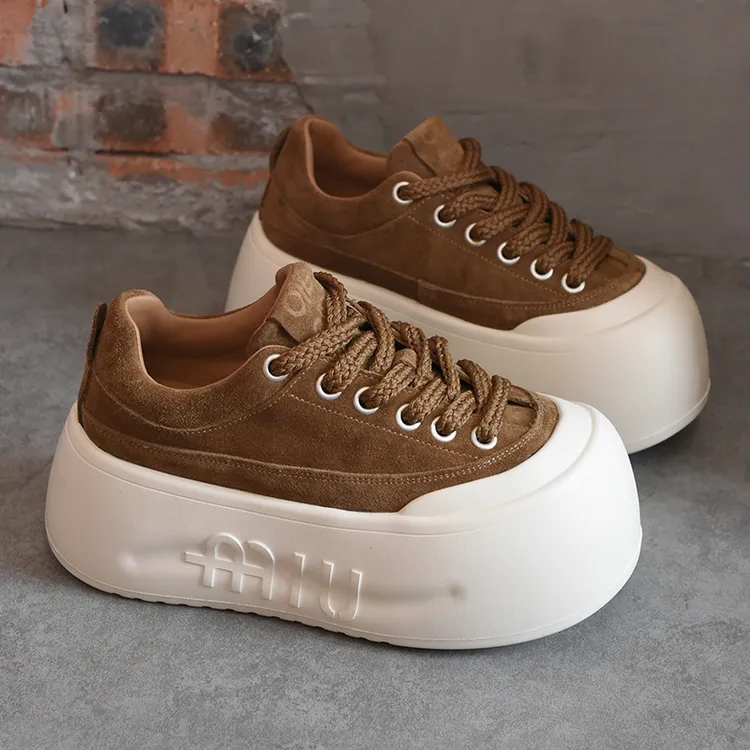 欧洲站女鞋爆款小个子增高面包鞋女2025秋季新款厚底运动松糕女鞋