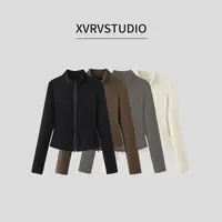 XVRV“美式澳绒”半高领保暖拉链运动长袖女开衫上衣拉链小外套