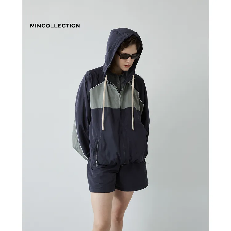 DE Mincollection缪系撞色夹克/双拉链开合冲锋轻运动薄外套52483