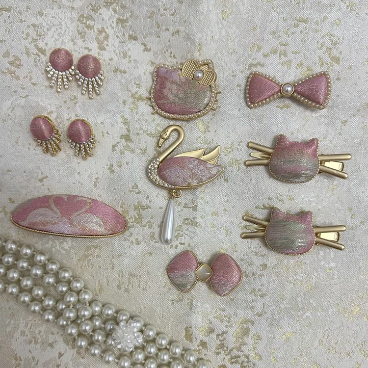 宋锦手工发饰（莫奈花园粉色系列）发夹发卡