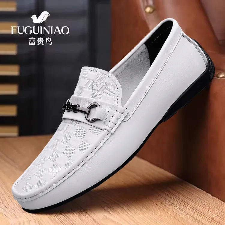 FUGUINIAO/富贵鸟休闲皮鞋水染皮驾车鞋透气时尚豆豆鞋夏季软底