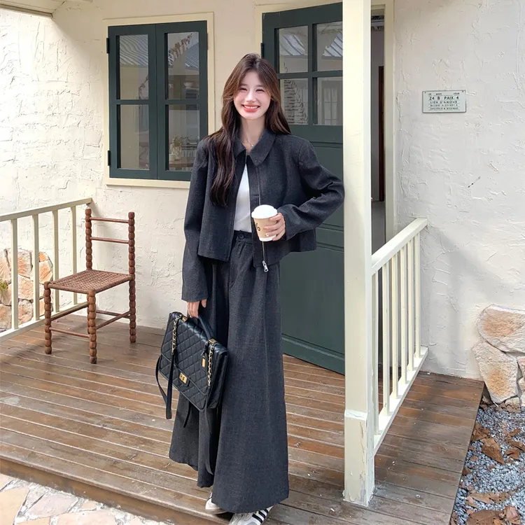 盐系松弛感ins风套装裤女2025春秋新款小众韩系风显瘦百搭两件套