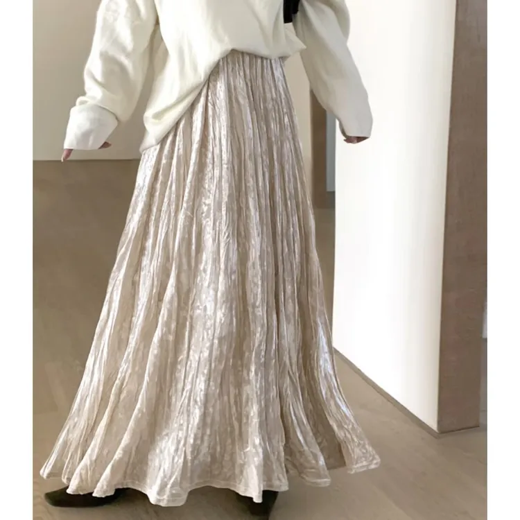 【三个长度】加厚丝绒秋冬不规则大裙摆长款气质半身裙显瘦遮胯百搭