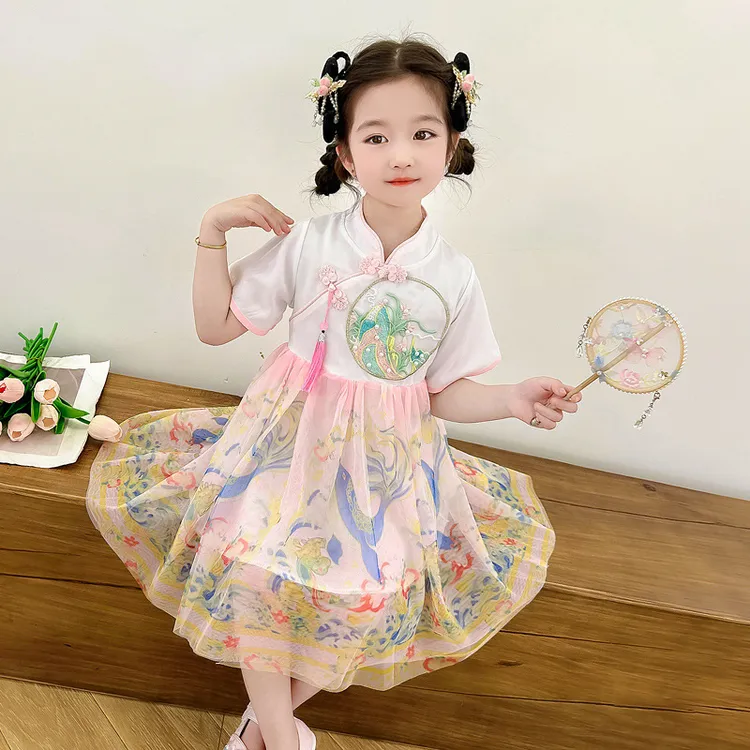 女童裙子2025夏季新款国风洋气甜美仙气女宝宝新中式汉服连衣裙潮