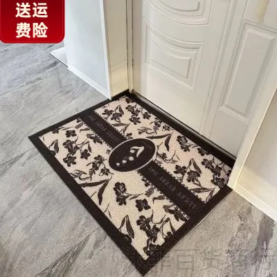 地垫入户门耐脏法式复古风刮泥蹭土丝圈地垫家用耐脏防滑进门脚垫