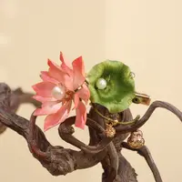 非遗绒花纯手工荷花发夹复古纯手工精致