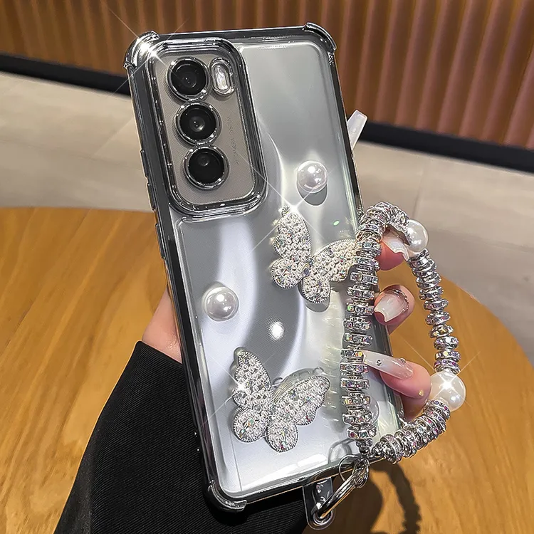 潮多米适用opporeno12手机壳新款女reno12pro网红闪钻镜头全包套