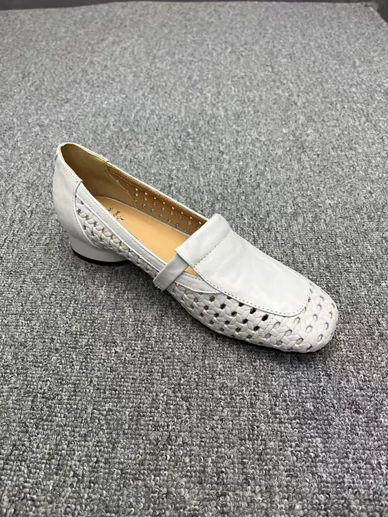 丽尔手工女鞋]3公分平底软底真皮单鞋方头气质明星同款百搭鞋子