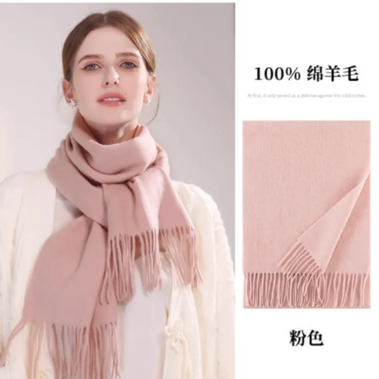 达芬奇密码2025新款100%绵羊毛加厚披肩秋冬季情侣宽保暖纯色围巾披肩