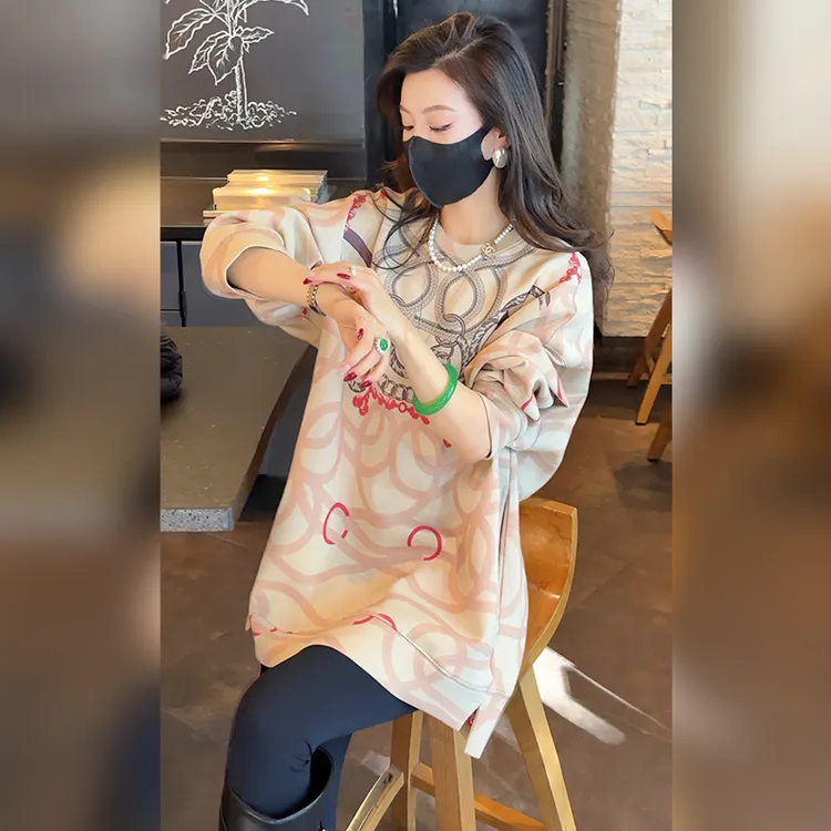 【Linda姐高端线】冬季时尚气质高级感慵懒印花卫衣AW5SWY0063