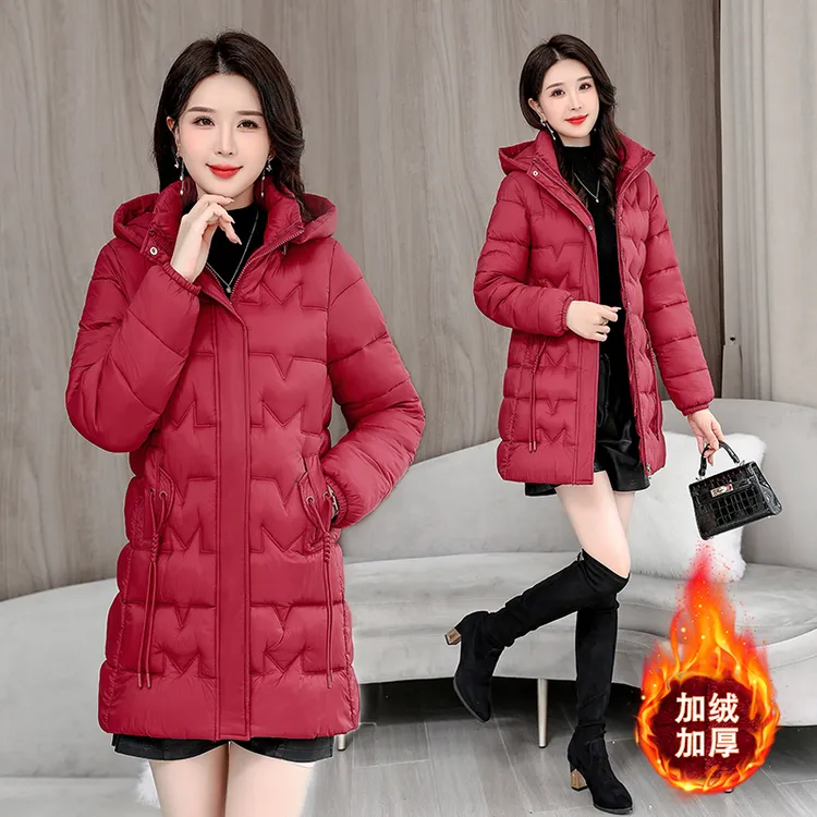 时尚冬装2025新款棉服女中长款宽松棉衣加绒加厚冬季保暖棉袄外套