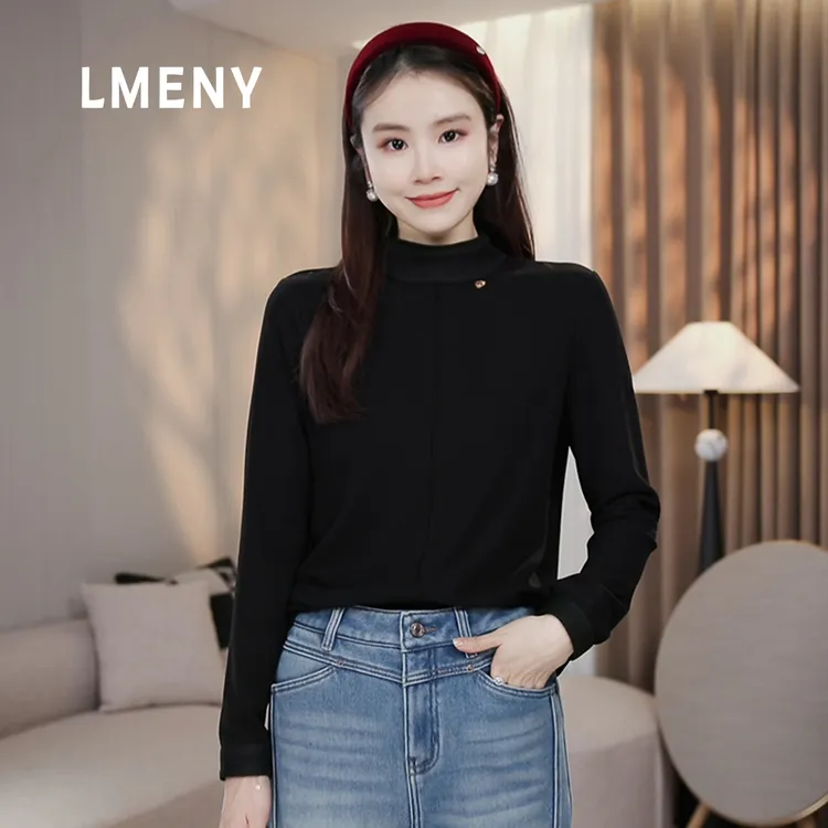 LMENY“福禄绵绵”超暖心~加绒金属丝提花拼接葫芦标打底T恤25DT014