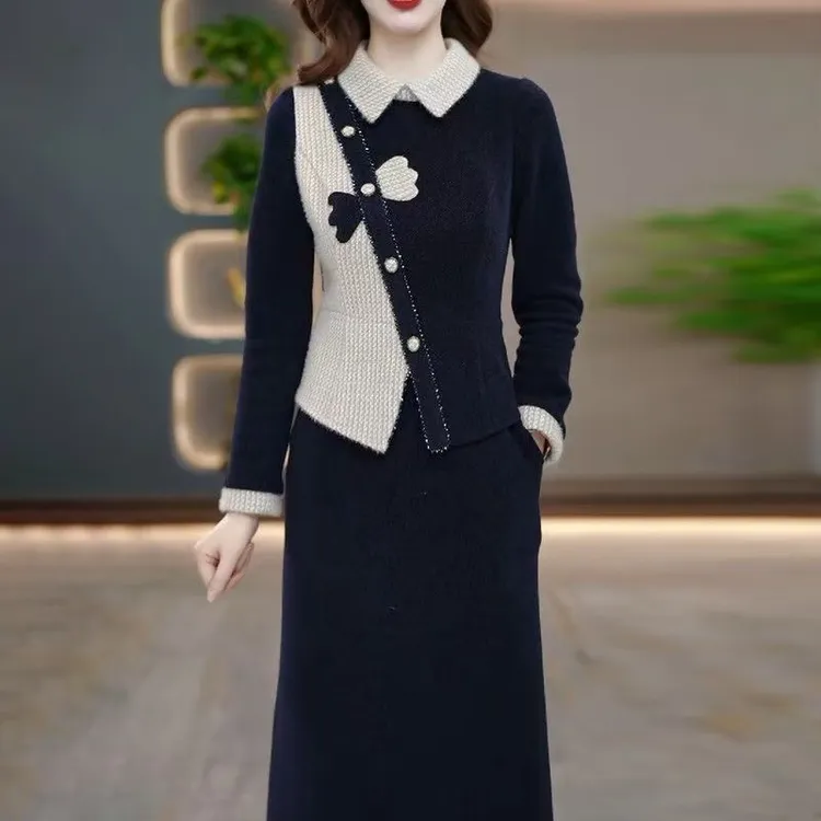 5922#连衣裙 2025新款女秋冬季爆款假两件巨好看轻奢高级感配大衣