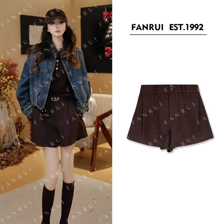 FANRUI/泛芮「贝贝biuu」羊毛花纱洋气百搭时髦高级感短裤女B18617