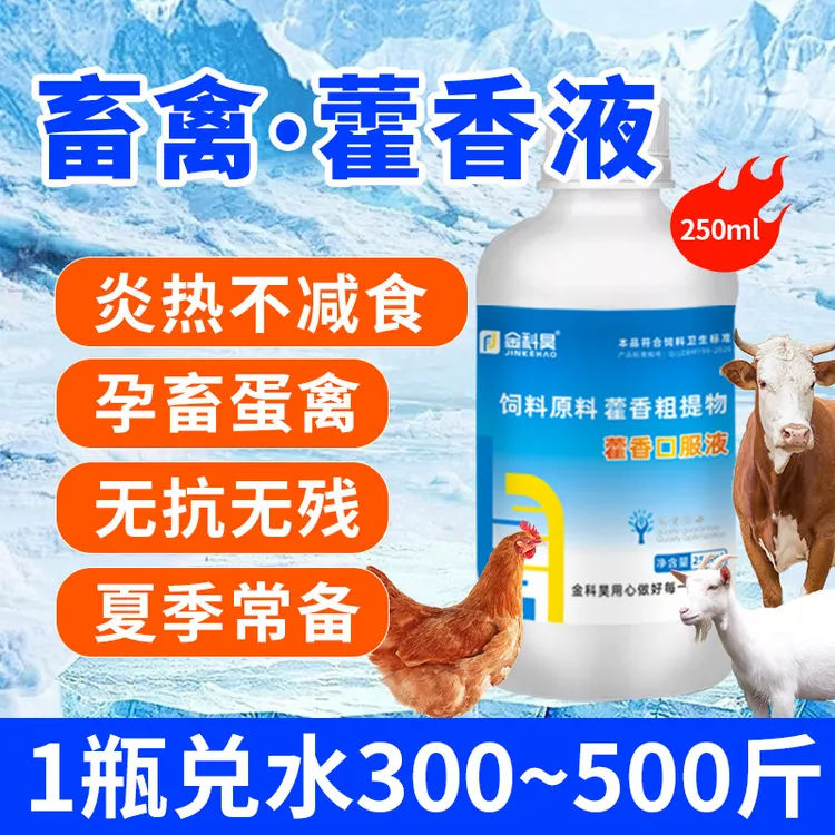 金科昊藿香正气液畜禽夏季用猪牛羊鸡犬兔狗冰爽VC孕畜饲料添加剂