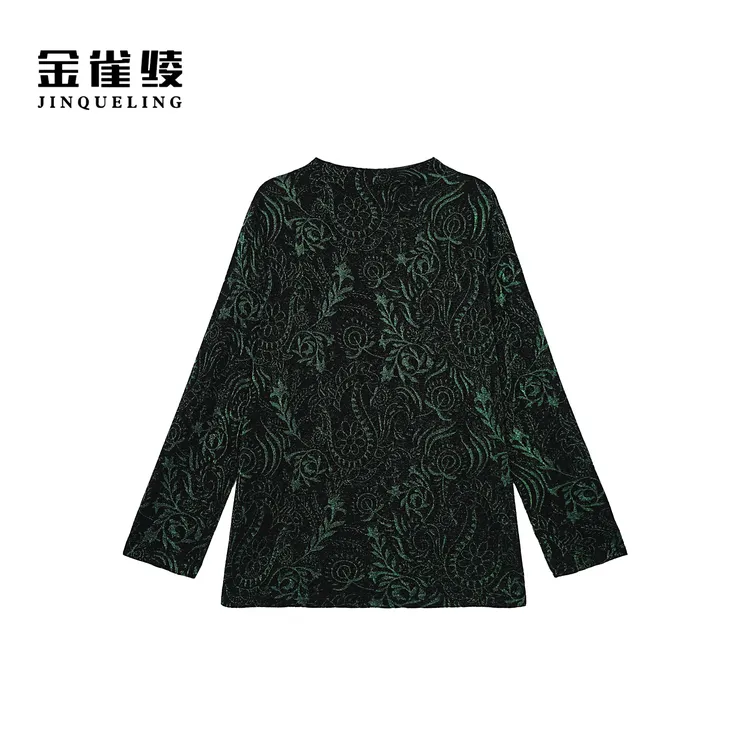 金雀绫【绿染天光】半高领设计款轻奢加宽加大打底T恤SZA3ST802