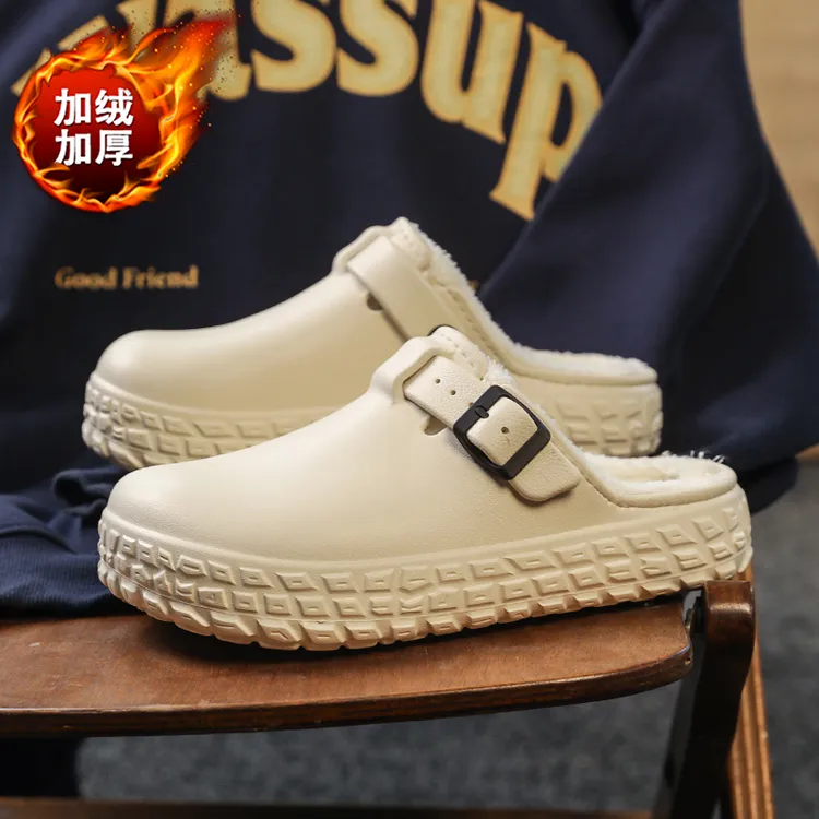 鑫奇发博肯鞋男女同款棉拖鞋加厚防水防滑保暖时尚踩屎感室内棉鞋