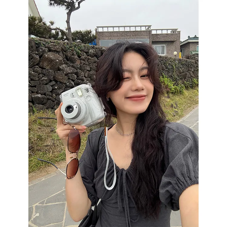 Seyora【蒙德里安】法式复古这种领短袖修身收腰T恤 T35234SY52