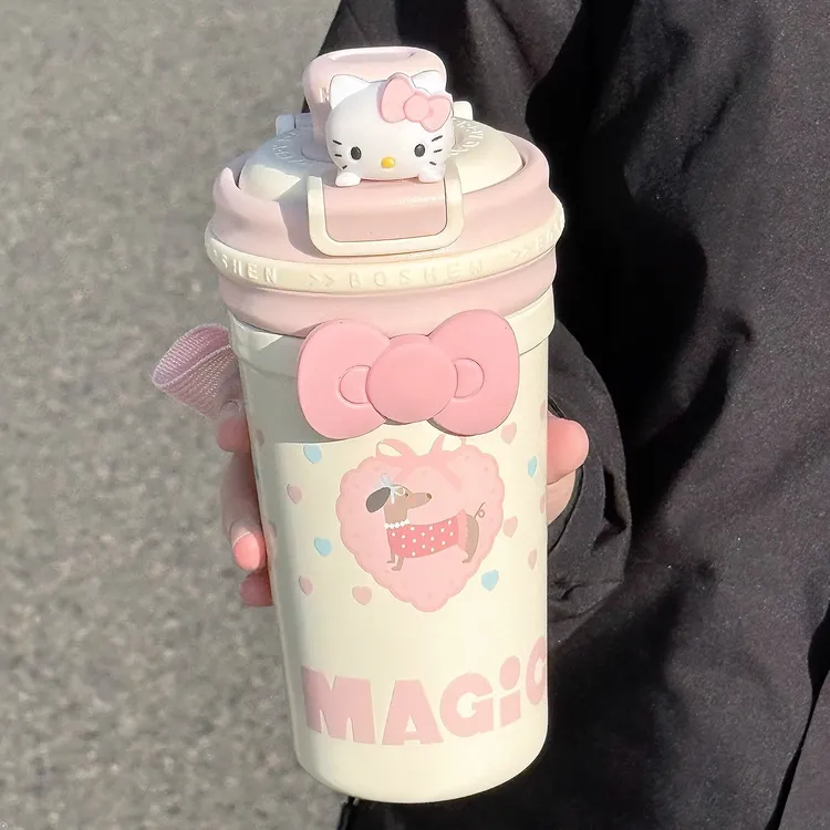 咖啡保温杯女生办公室高颜值新款便携奶fufu带吸管水杯学生ins风