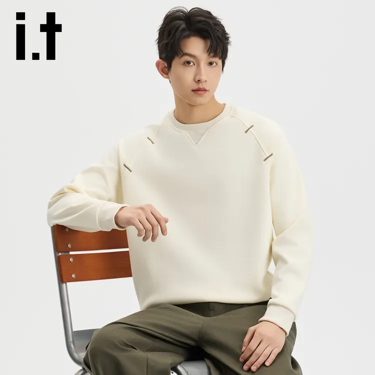 it :CHOCOOLATE设计感圆领卫衣男25春秋冬新款休闲加绒男装打底衫
