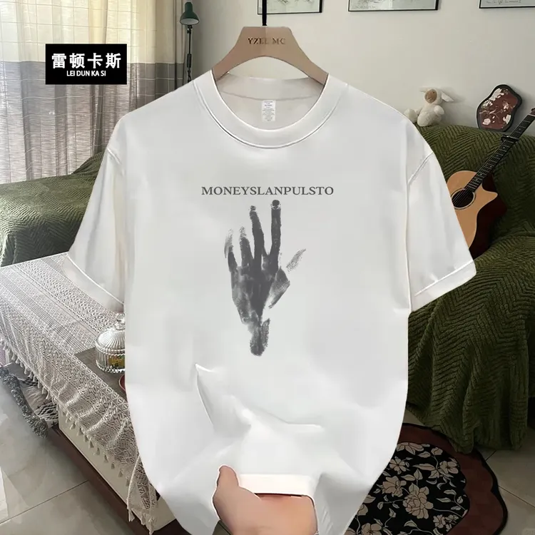 雷顿卡斯美式痞帅重磅短袖T恤青年男女百搭款夏季ins潮牌圆领上衣