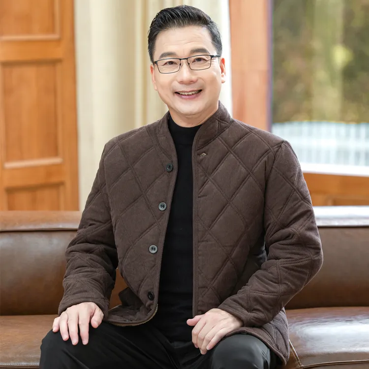 中老年人加绒加厚保暖棉衣男士大码爸爸装冬季新款内胆棉袄外套