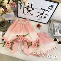 T3【悦禾】女孩牛仔套装甜美夏季新款女宝韩版洋气儿童套装80733