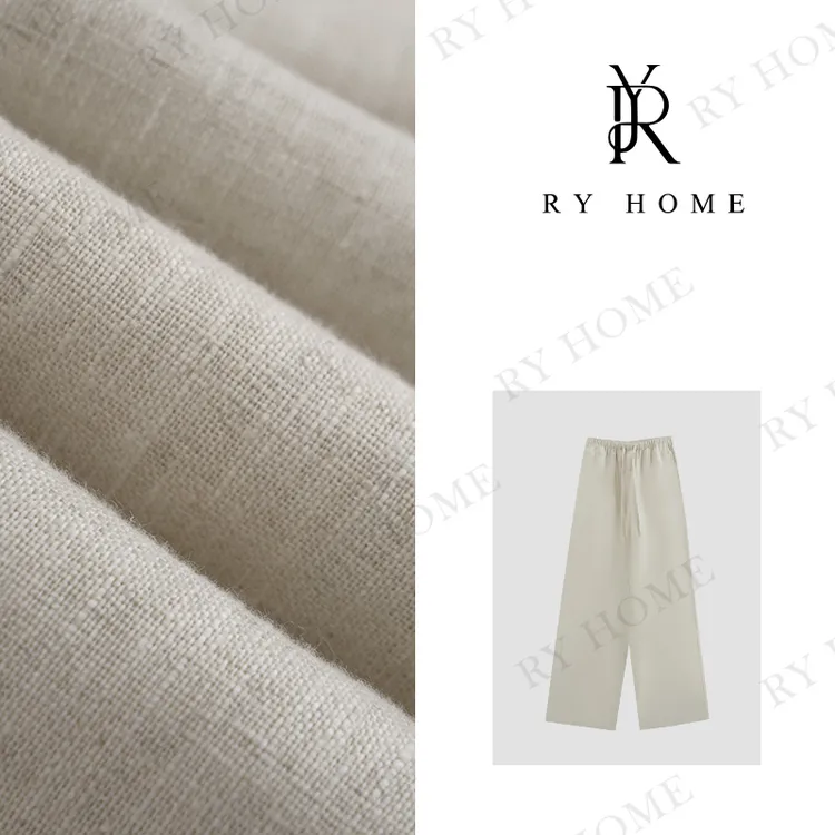 【容雨RYHOME】“三暮春”100%亚麻＋松紧腰抽绳直筒休闲裤24K2137