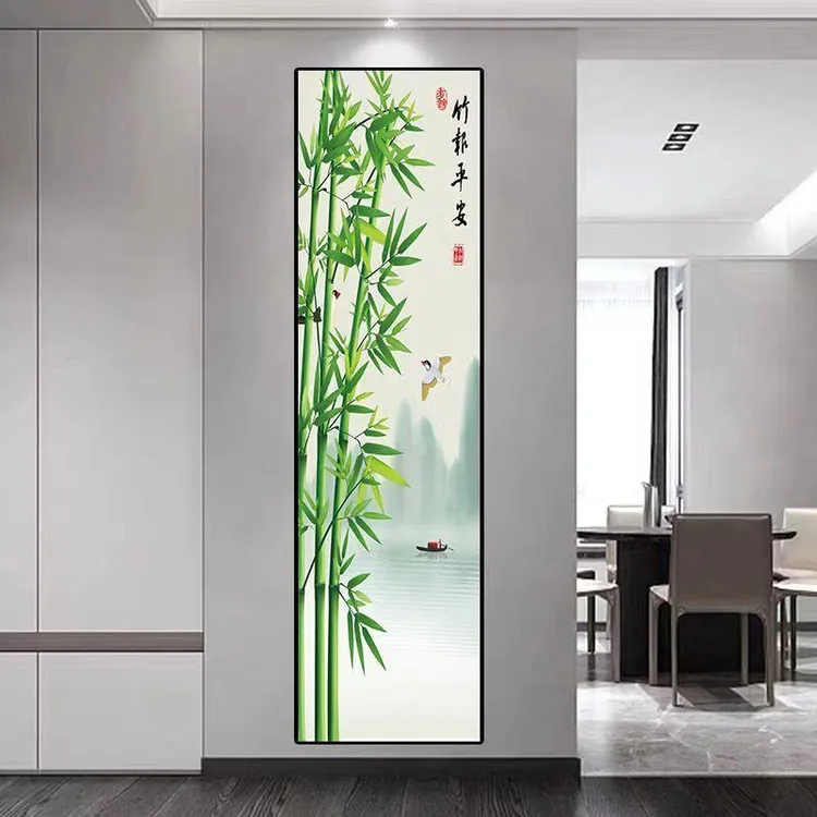 自粘玄关装饰画入户楼梯走道高档欧式窄长条立体简约竖版墙贴壁画