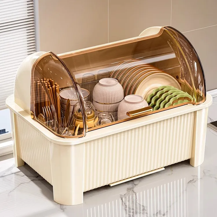 碗筷收纳盒家用放碗碟收纳架厨房置物架沥水碗盘餐具收纳碗柜筷子
