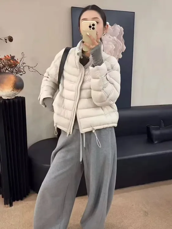 排骨羽绒服短款立领拉链豌豆射手休闲宽松潮流时尚905双拉头