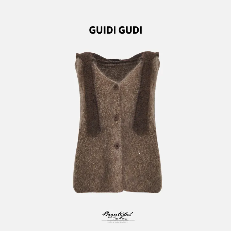 GUIDI GUDI【观众】马海羊毛假两件马甲外套/黄加蓝