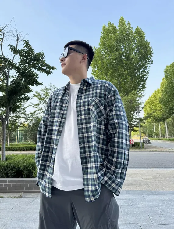 纯棉长袖格子衬衫男加肥加大宽松韩版时尚休闲衬衣秋情侣长袖衬衫