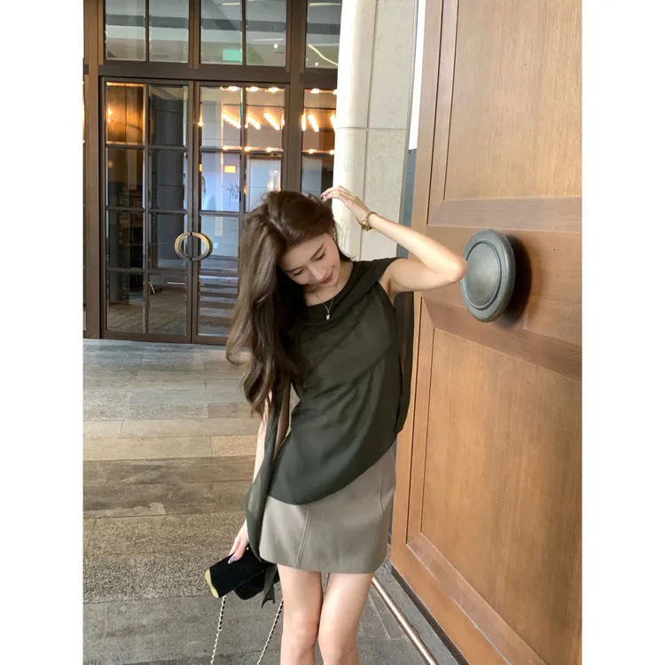 【禾呈】极简半身短裙女2025春夏高分比例A字显瘦纯色短裙10302