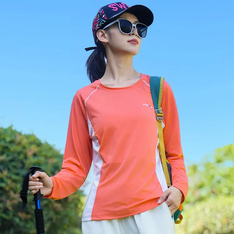 新款速干衣长袖女显瘦户外徒步登山吸汗透气快干衣休闲运动套装