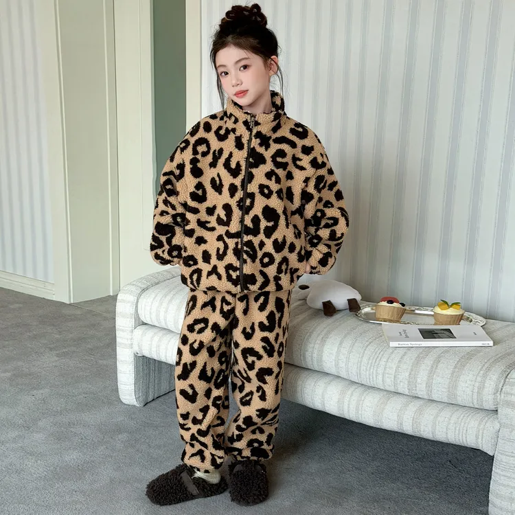 儿童睡衣女童冬季加绒加厚套装2025新款大童女孩可外穿保暖家居服