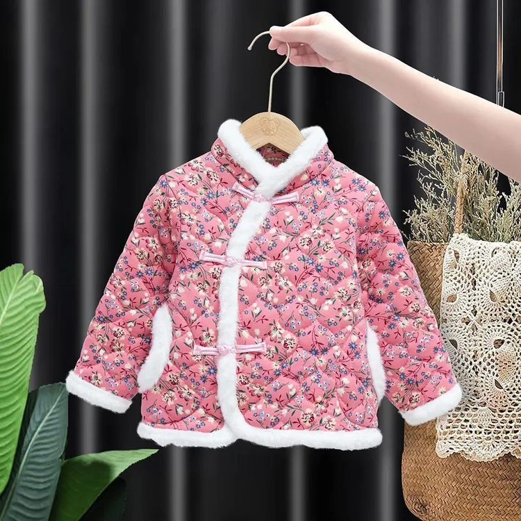 东北大花棉袄儿童网红加厚棉衣男女童中国风民族风唐装过年拜年服